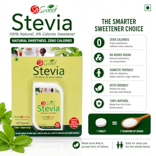 So Sweet Stevia 500 Tablet Dispenser - Natural Sweetener, Zero Calories, Keto-Friendly, Sugar Substitute, No Artificial Flavors, Convenient Travel Size