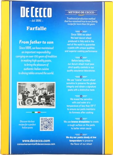 De Cecco Pasta Farfalle 16.0 OZ (Pack of 2)