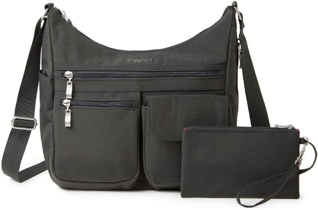 Baggallini womens Everywhere Bagg Crossbody Women 11x9 Lightweight Nylon Hobo Water-resistant Travel Bag W/Rfid