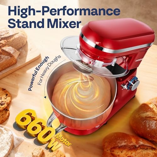 VIVOHOME Stand Mixer, 6-Quart Tilt-Head Kitchen Mixer with Bowl, Gray
