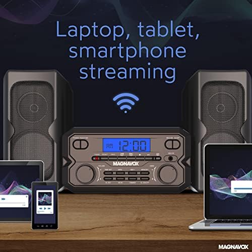 Magnavox MM435M-BK 3-Piece Compact CD Shelf System with Digital FM Stereo Radio, Bluetooth Wireless Technology