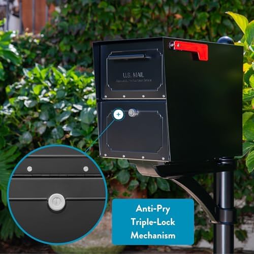 Architectural Mailboxes Oasis TriBolt Locking Post Mount Mailbox, Black
