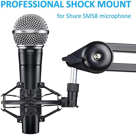 SUNMON SM58 Microphone Shock Mount Holder for Reduces Vibration and Noise, Suitable for Shure SM58-LC, SM58-CN Cardioid Dynamic Vocal Mic