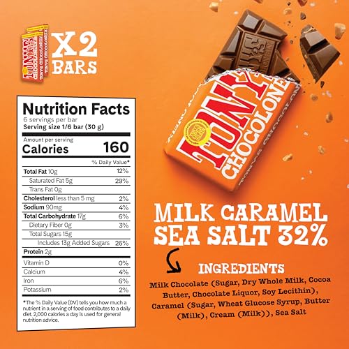 Tony’s Chocolonely Super Duper Milk Chocolate Candy Bar Bundle, Milk & White Chocolate With Sea Salt, Caramel, Pretzel Toffee, Almond, Hazelnut, Made From Quality Fairtrade Cocoa, 6 Bars, 6.35 Oz Each