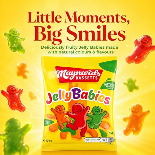 Maynards Bassetts Jelly Babies 130g (Pack of 4), Fruity Sweets