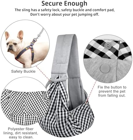 Dog and Cat Sling Carrier - Hands Free Reversible Pet Papoose Bag - Soft Pouch and Tote Design - Suitable for Puppy, Small Dogs Cats Outdoor