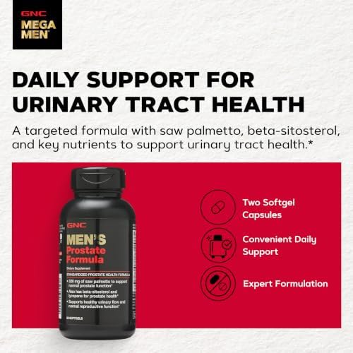 GNC Men's Prostate Formula, Twin Pack, 60 Softgels per Bottle, Supports Normal Reproductive Function