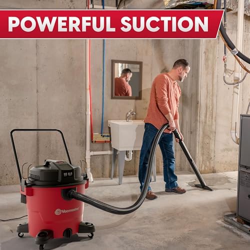 Vacmaster VJH1211PF 1101 12-Gal 5.5 Peak HP Heavy-Duty Wet/Dry Vac Red