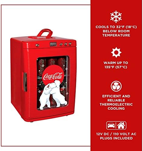 Coca Cola Mini Fridge - Refrigerator for Bedroom Office, Portable Table Top Beverage Cooler, 12V 110V Refrigerador For Drinks, Soda, Wines, Use In Car