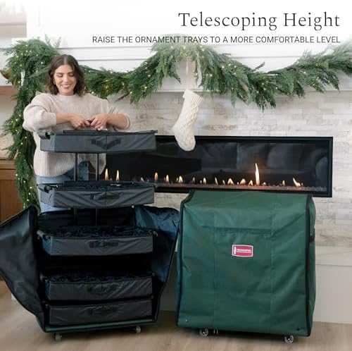 [TreeKeeper Telescoping Christmas Ornament Storage Box with Dividers] - Adjustable Organizer Holds 120 Ornaments up to 4 Inches Tall by Nearly Any Width and Length | 5 Removable Trays with Separators | Ornament Keeper, Holds Ornaments up to 4 Inches Tall…
