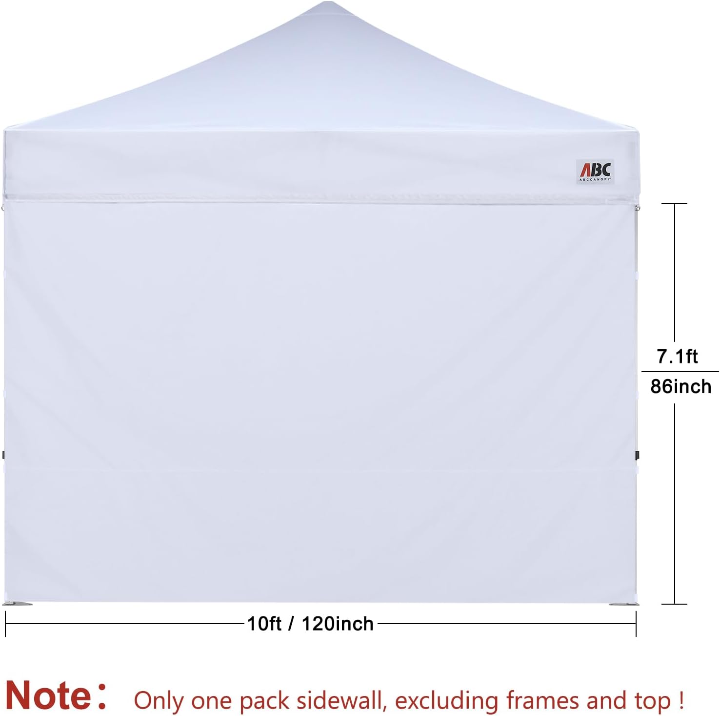 ABCCANOPY Instant Canopy SunWall 10x10 FT No Frame or Top, White
