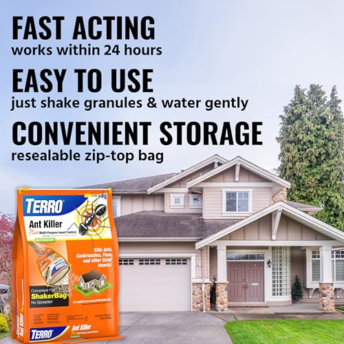TERRO Ant Killer Plus, Multi-Purpose Insect Control Granules, 2 Pack | Kills Fire Ants, Cockroaches