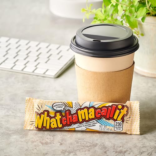 WHATCHAMACALLIT Chocolate Caramel Peanut Crisps Candy Bars, 1.6 oz, 36 Ct | Chocolate, caramel and peanut flavored crisps in bulk bars for candy bowls