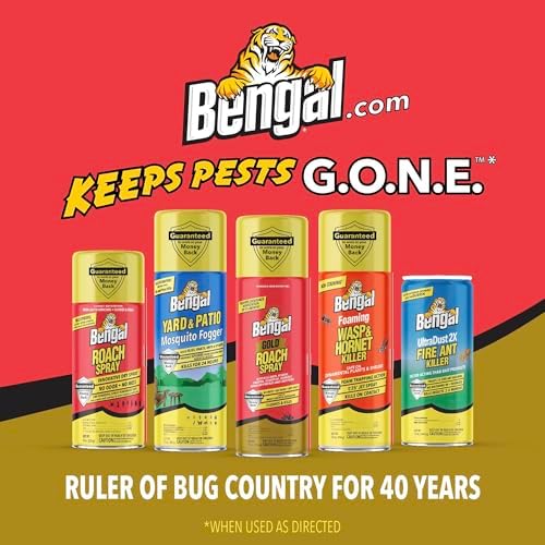 Bengal Gold Roach Spray - Prevents Reinfestation Up to 6 Months - 3 Pack | 11 oz - Odorless, Stain-Free Bug Spray for Home