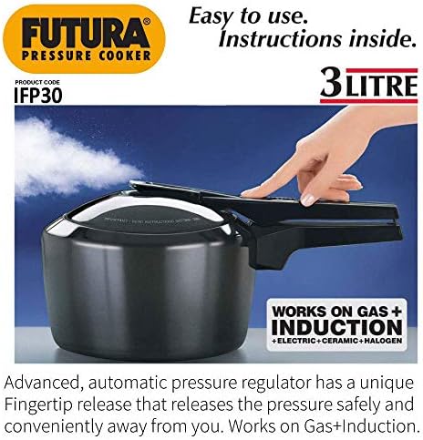 Hawkins Futura 5 Litre Pressure Cooker, Hard Anodised Inner Lid Pressure Cooker, Induction Cooker, Pan Cooker, Black (IFP50)
