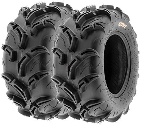 Set of 4 SunF Warrior AT Mud & Trail 25x8-12 Front & 25x10-12 Rear ATV UTV Off-Road Tires, 6 PR, Tubeless A048