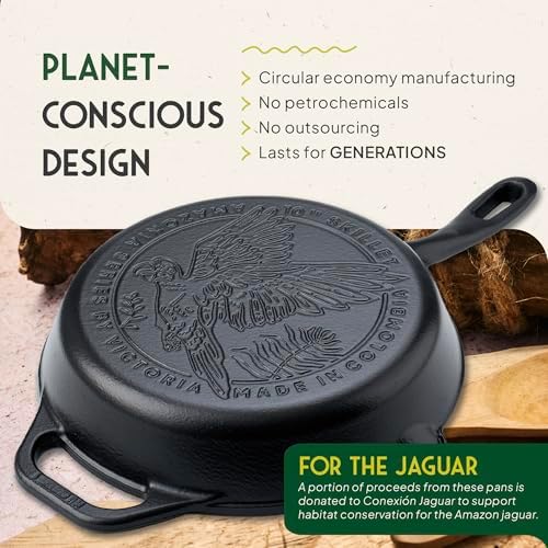 Victoria 10-Inch Cast Iron Skillet, Pre-Seasoned Cast-Iron Frying Pan with Long Handle, Made in Colombia | Pan with Long Handle, Made in Colombia