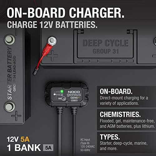 NOCO GEN5X1 12V 5A 1-Bank OnBoard Marine Battery Charger & Maintainer