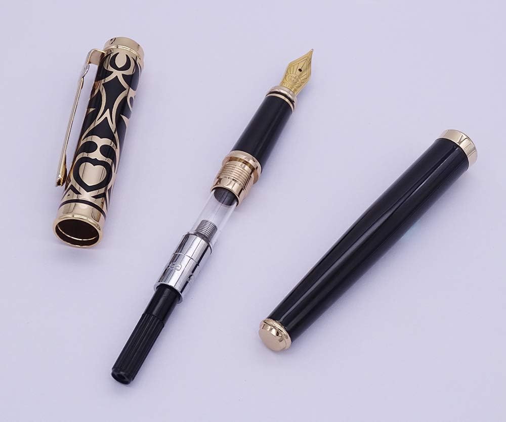 Duke Fude Nib Fountain Pen Medium to Broad Nature Mother Pearl on Cap with Pen Pouch sketching Art Drawing Signature Calligraphy Pen Case Set