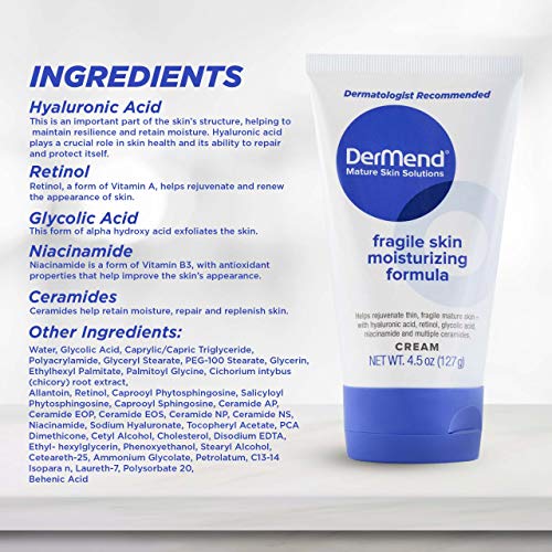 DerMend Fragile Skin Moisturizer 4.5 oz - Firms Aging Skin & Mature Skin | Specialized Formula to Restore & Rejuvenate Mature Skin