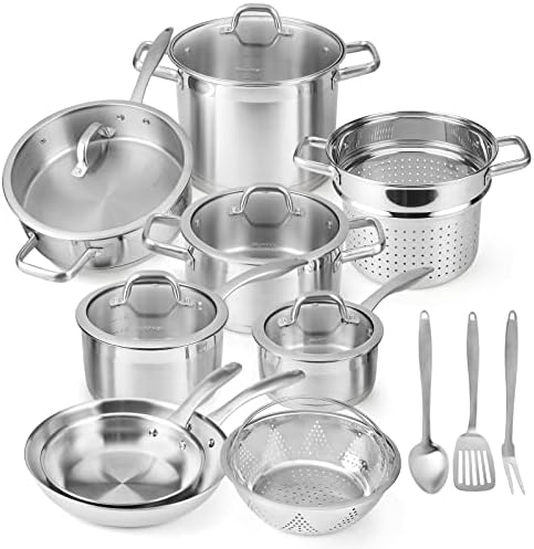 Duxtop SSIB-17 Professional 17 piece Stainless Steel Induction Cookware Set, Impact-bonded Technology | Family Kitchens, Impact Bonded Base
