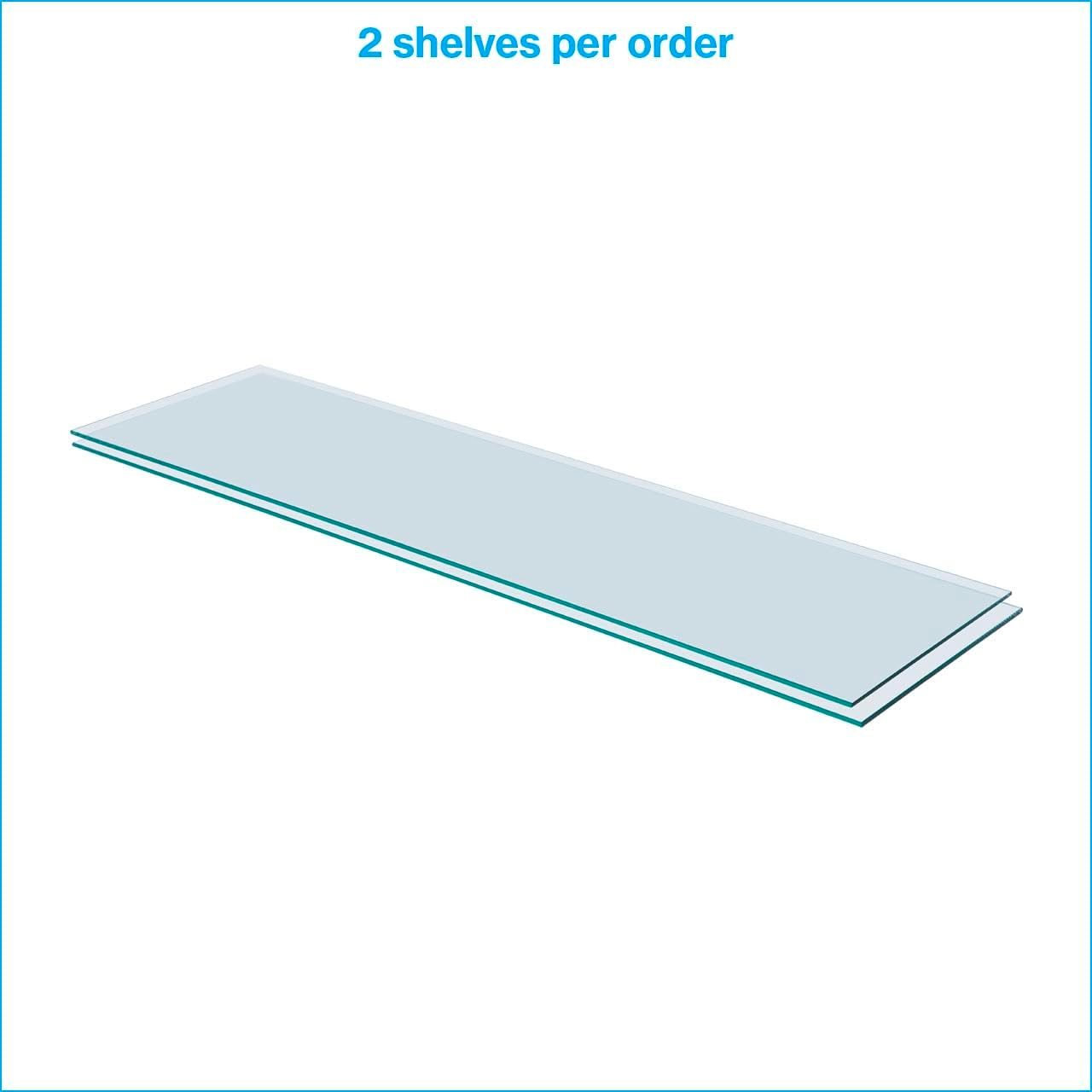 Tempered Glass Shelf - Set of 2, 10" x 36" x 3/16" - Stylish & Sturdy Floating Shelves