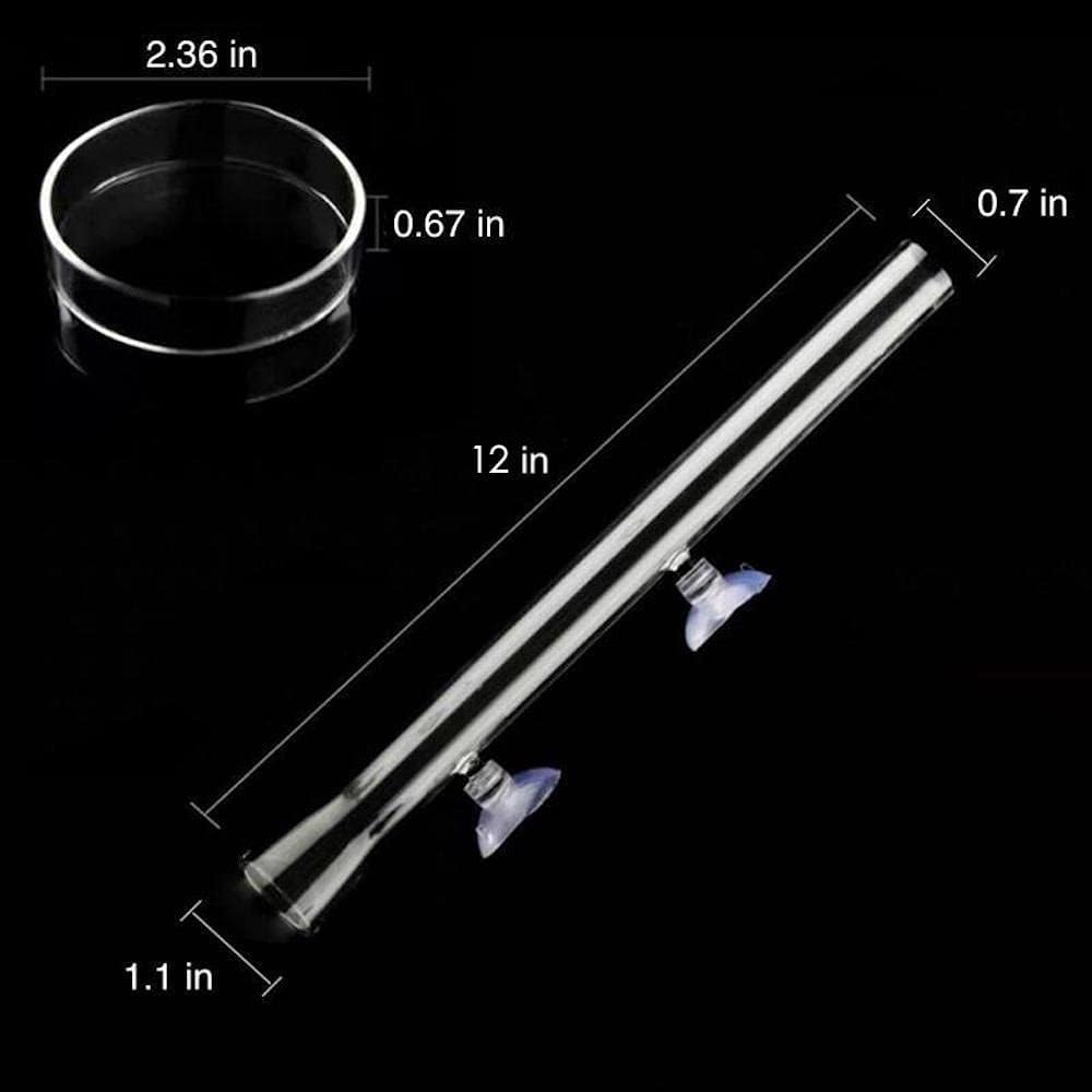 Shrimp Feeding Tube and Dish,2 Cup Clear Crystal Glass Fish Tank Shrimp Feeder Tube Tray