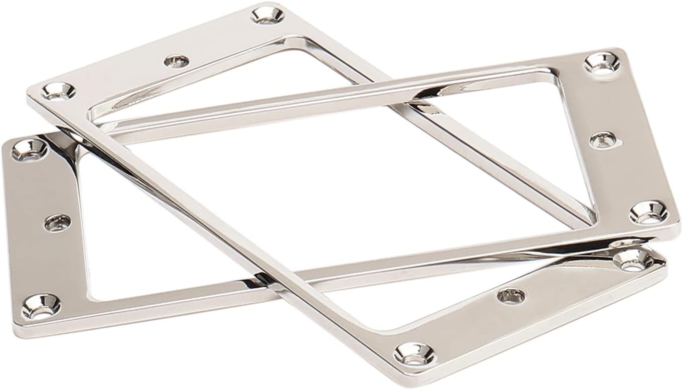Metallic 2-Pack Humbucker Pickup Rings | Flat Mounting Frame for Electric Guitar, Chromium-plated Iron, Chrome Bridge Neck Pickup Covers Replacement Part
