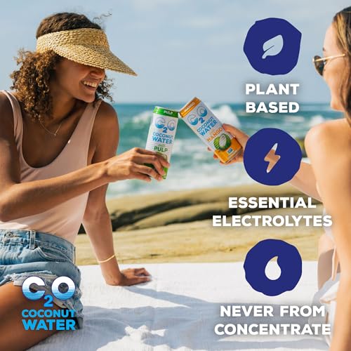 C2O Pure Coconut Water with Pulp, 16.3 Fluid Ounce, Pack of 8