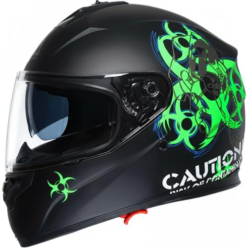 TRIANGLE Full Face Dual Visor Motorcycle Helmet, DOT Approved for Adults | High-Impact Street Bike Headwear with Smoked Inner Shield, Fast Buckle Strap & Breathable Comfort Padding for street riding