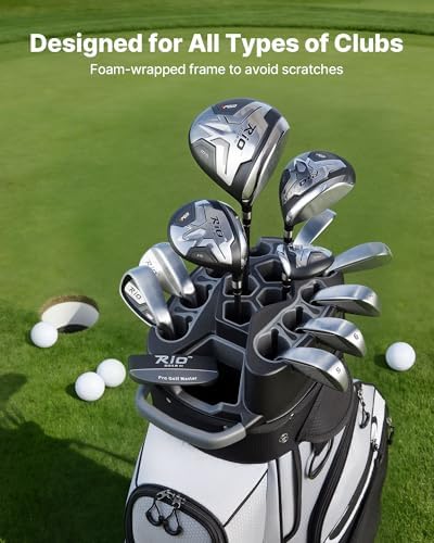 VEVOR Golf Cart Bag, 14 Way Molded Lock Top Divider Organizer, Golf Club Bag with Full-Length Divider, Handles, Storage Pockets, Shoulder Strap, Rain Hood, Smooth Zippers for Men & Women