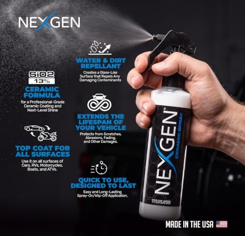 Nexgen Ceramic Spray Silicon Dioxide, Easy to Apply Ceramic Coating Spray for Cars, 16 oz | Professional-Grade Protective Sealant Polish for Cars, RVs