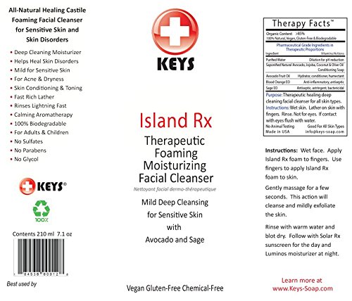 Keys Island Rx Therapeutic Foaming Facial Cleanser, Castile Soap, 8 oz | Ideal for acne, rosacea and eczema. Vegan