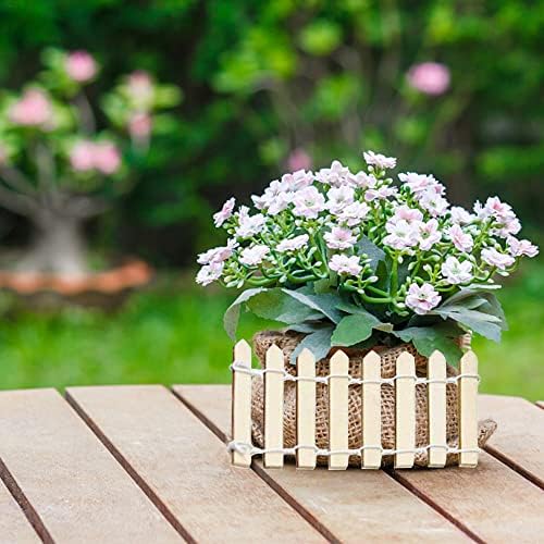 Prsildan 40 Inches Miniature Fairy Garden Fence, DIY Wood Picket Fence Mini Ornament