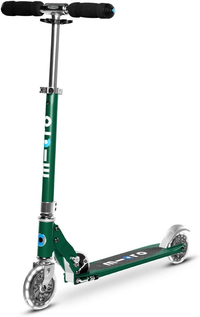 Micro Kickboard | Sprite Foldable LED Scooter for Ages 6+ | Children up to 220 lbs | 2 Wheel | Travel Ready | Adjustable T Bar | Smooth Ride