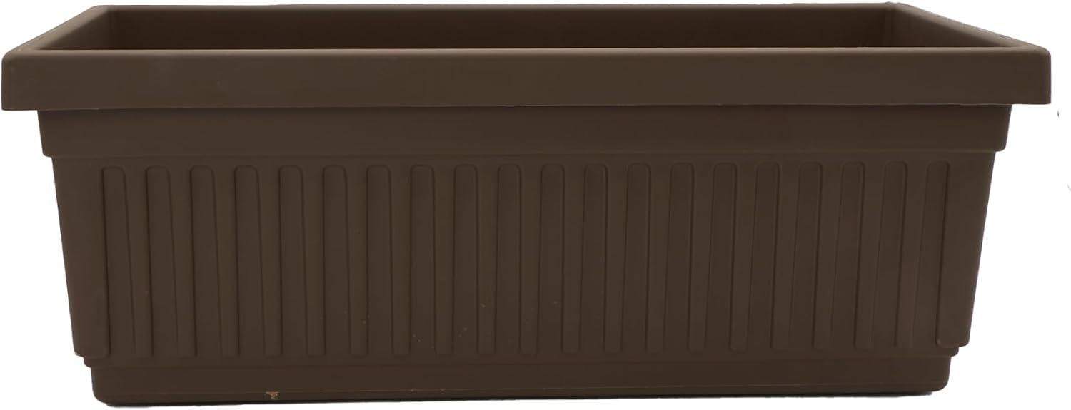 The HC Companies Venetian Window Planter Box w/Drain Plug - Long Planter Box for Windowsills, Balconies & More - Plastic Rectangular Outdoor Planters for Herbs & Flowers (18" Clay, Pack of 1)