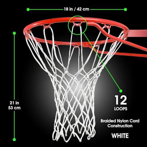 Cannon Sports Heavy Duty Basketball Net Replacement - 21 Inches - 12 Loop Standard Size - Weather Resistant for Indoor/Outdoor Courts - Fits All Standard Rims