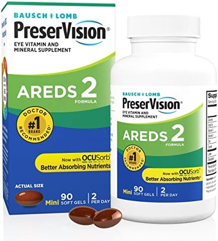 PreserVision AREDS 2 Eye Vitamins, #1 Eye Doctor Recommended Brand, Lutein and Zeaxanthin Supplement with Vitamin C, Vitamin E, Zinc, and Copper
