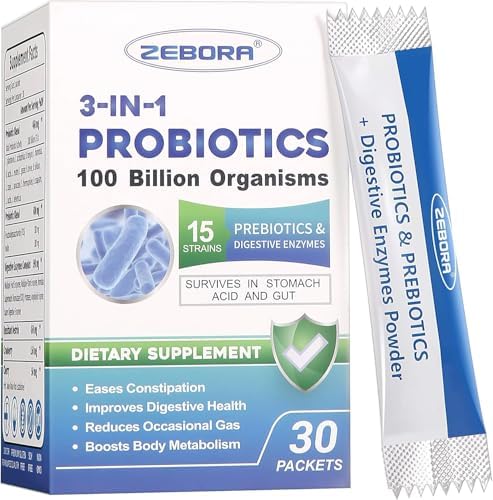 ZEBORA Probiotic Powder for Women & Men, 100 Billion CFU, 30 Packets