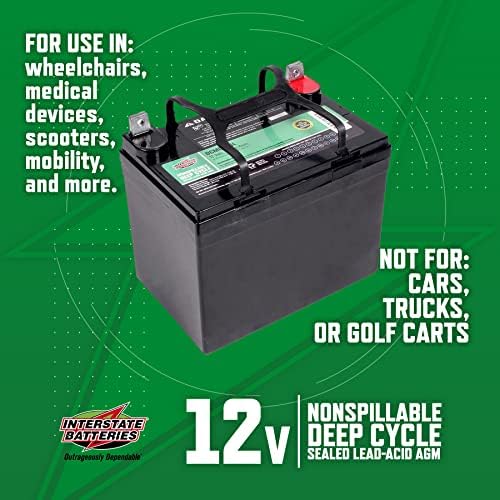 Interstate Batteries 12V 35Ah SLA AGM Deep Cycle Battery Insert Terminal