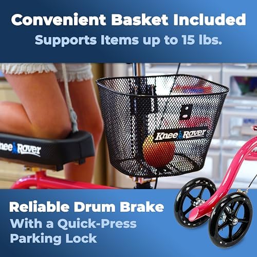 KneeRover Steerable Knee Scooter – Foldable Mobility Aid & Knee Walker with Basket for Adults