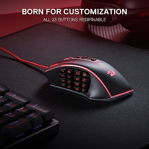 Redragon M908 Wired MMO RGB Gaming Mouse 12400 DPI Remapping Keys | Stable Lag-Free Connection, Redefine Keybinding Macro, Vibing Backlight, Ergonomic Grip Body Comfort