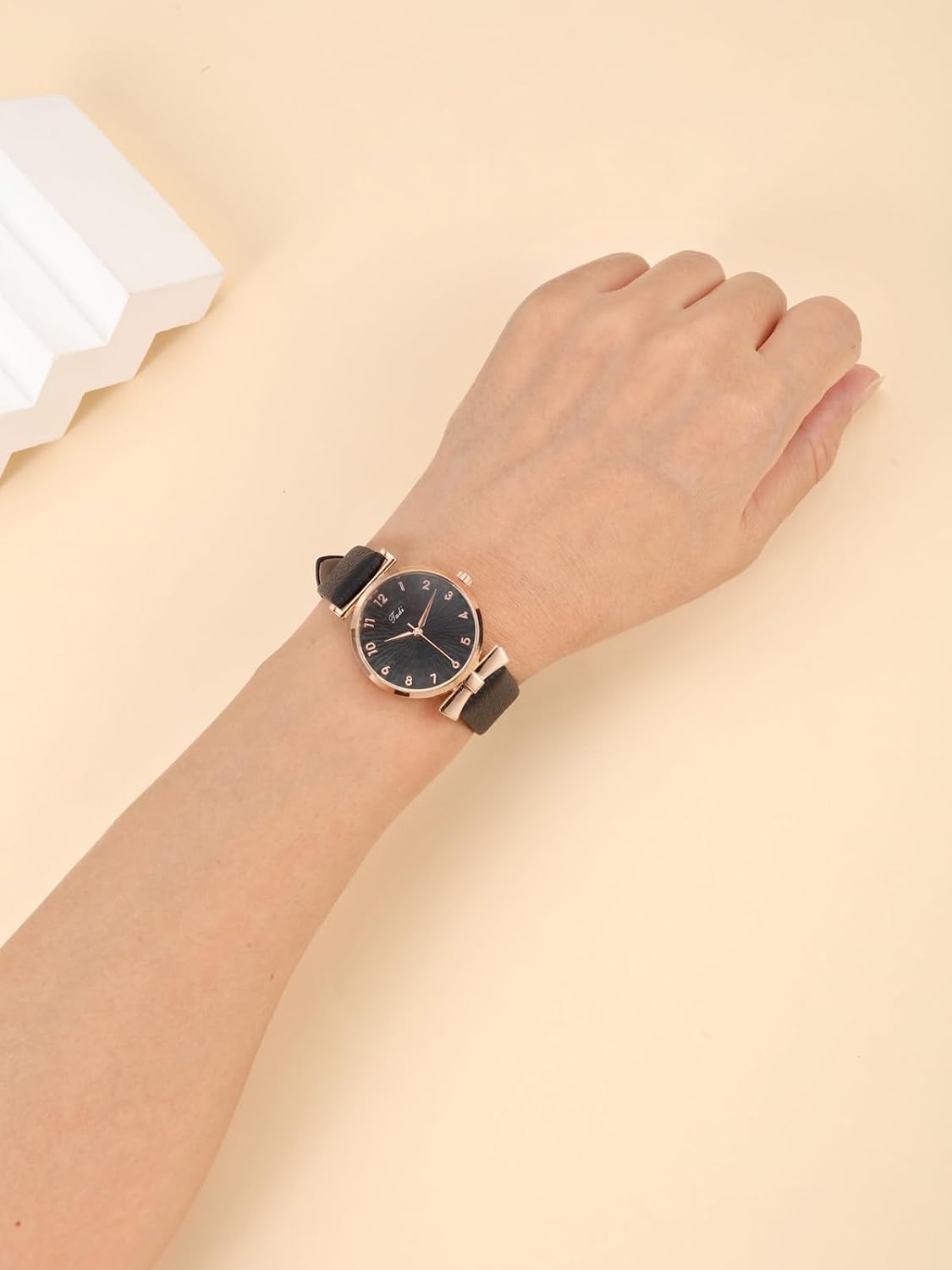 Top Plaza Ladies Classic Leather Analog Quartz Watch | Women Easy Read Arabic Numerals Watches Casual Dress Wrist Watch,Rose Gold Case