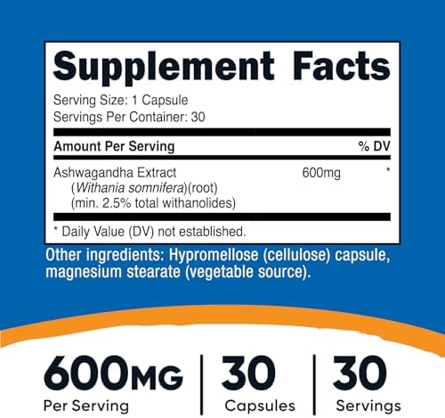 Nutricost Ashwagandha Herbal Supplement 600mg, 120 Capsules, Gluten-Free | Vegetarian, GMO-Free, Ashwagandha Root