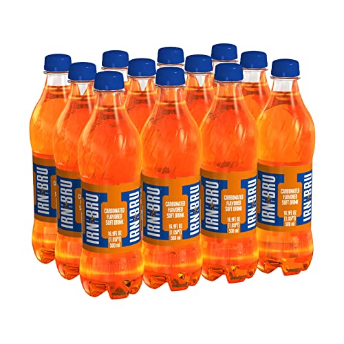 IRN-BRU Original Scottish Sparkling Soda, Citrus Flavored Carbonated Drink - Sparkling Flavored Soft Drink, 32 Flavor Recipe, 16.9 fl oz Bottles, Pack of 12