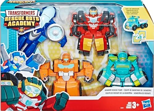 Playskool Heroes Transformers Rescue Bots Academy Rescue Team Pack, 4 Collectible 4.5" Converting Action Figures
