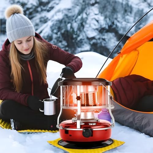 9000 BTU Portable Kerosene Heater - Indoor Safe & Outdoor Use for Camping, Emergency Heat, Cooking | No Electricity Needed | Black Army Green