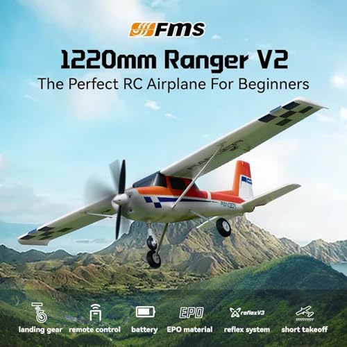 Fms Rc Planes for Beginner 1220mm Ranger Reflex V3 Red Remote Control Airplane Hobby Rc Airplanes for Adults RTF-Green