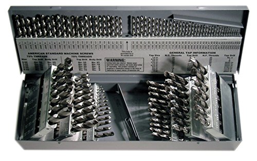 C21126 Style 1898 High Speed Steel General Purpose Jobber Length Drill Set, Bright Finish, 1/16" - 1/2" Size, 115 Pieces