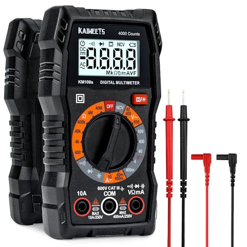 KAIWEETS Digital Multimeter with Case, DC AC Voltmeter, Ohm Volt Amp Test Meter and Continuity Test Diode Voltage Tester for Household Outlet